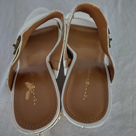 Tommy Hilfiger Madasen Cork Wedge White Leather 3.5 Heel Shoes Size 9.5 - Picture 9 of 11